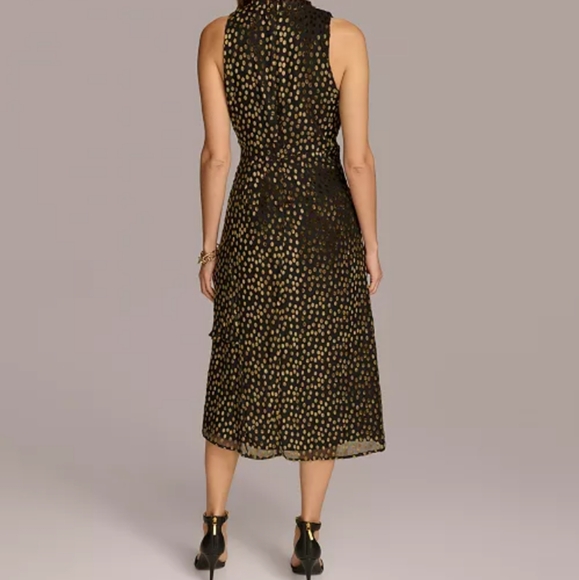 Donna Karan New YorkWomen's Burnout Velvet Sleeveless Midi Dress - Picture 4 of 9